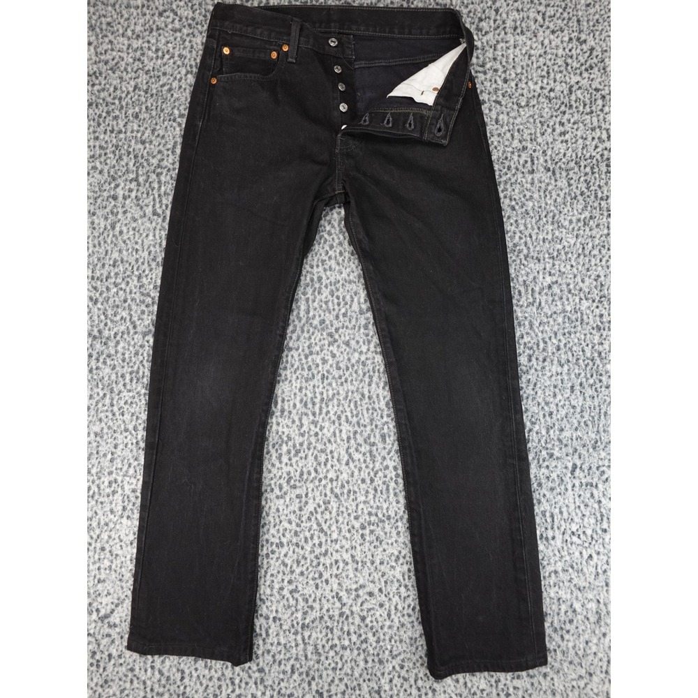 Levis 501 Original Fit Jeans Mens 31x34 Black Straight Leg Button Fly 00501-0660